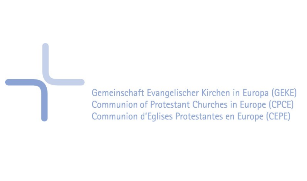 CPCE logo. Tekst på billedet "Germeinschaft Evangeliscer Kircken in Europa (CEKE)" plus "Communion of Protestant Churches in Europa (CPCE)" plus "Communion d'Eglises Protestantes en Europe (CEPE)".
